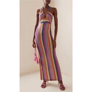 NWT Alexis Multicolor Sunrise Knit Vedette Sleeveless Maxi Dress Size M Resort